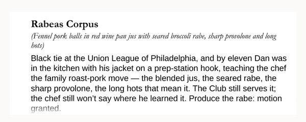 From the book: Rabeas Corpus — title and opening lines only